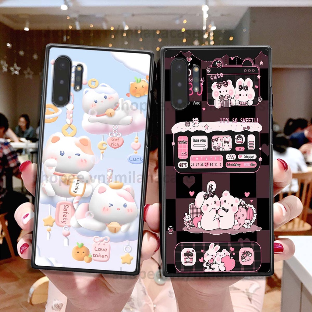 Ốp Samsung Note 10 / Note 10 Plus / Note 10+ hình đồng hồ icon gấu mèo cute cực dễ thương ngộ nghĩnh