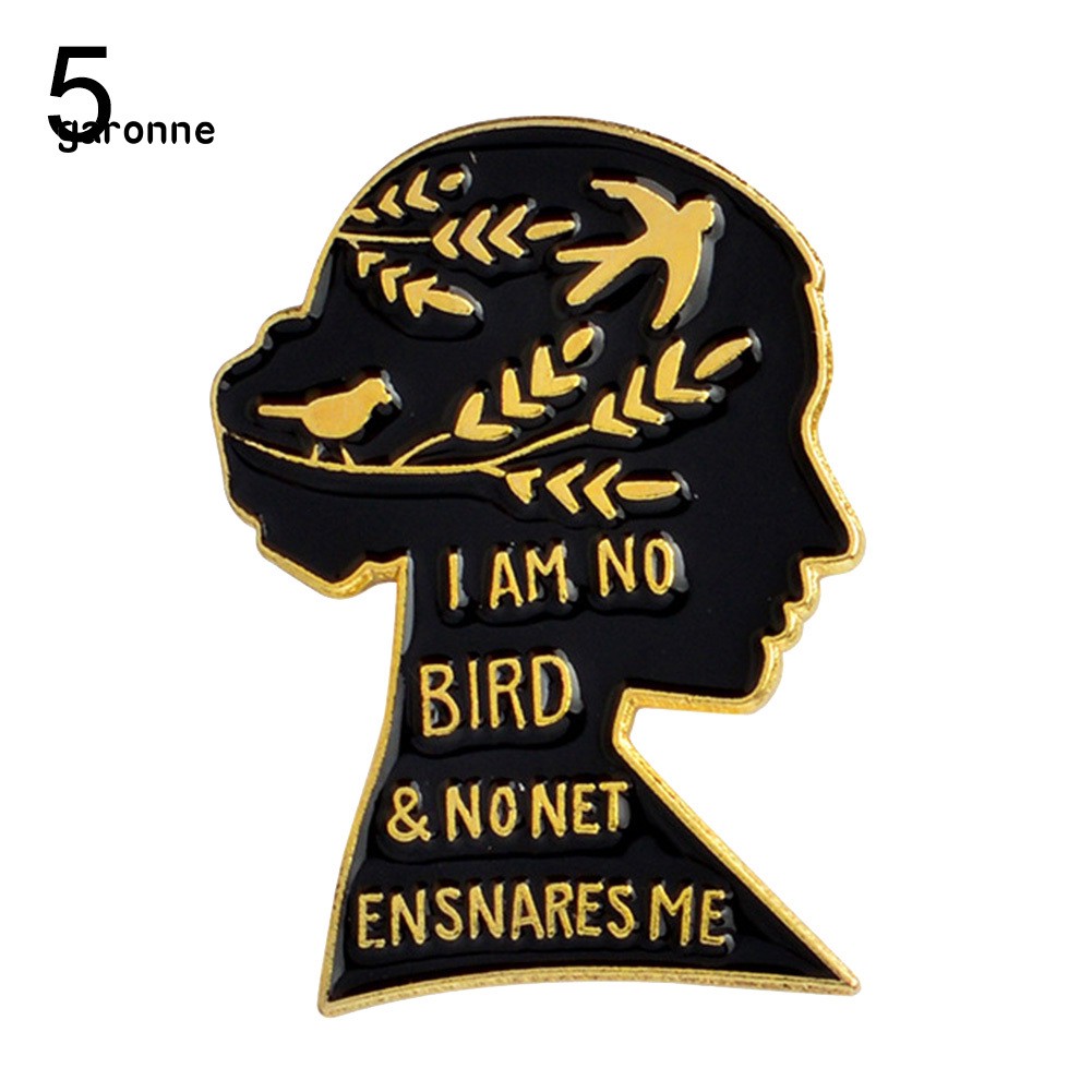 GA_Literature Jane Eyre Quote I Am No Bird Enamel Brooch Pin Collar Badge Jewelry