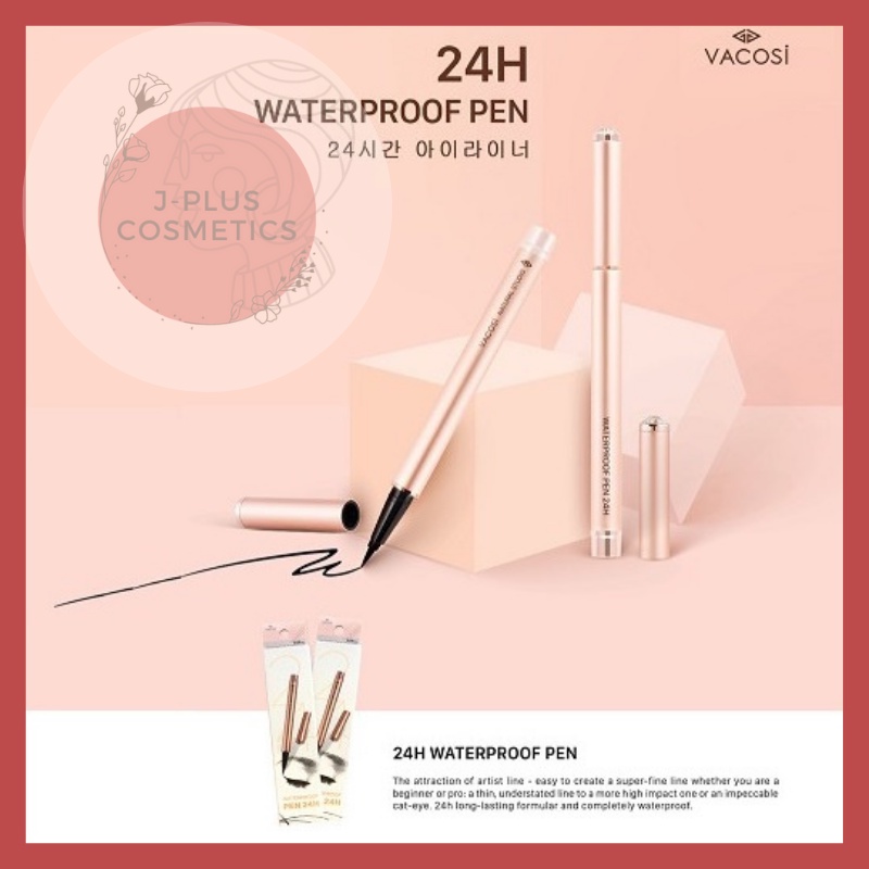 Bút Kẻ Mắt Nước Đen Bóng 24h Không Trôi Vacosi 24h Waterproof Pen [Mẫu mới]