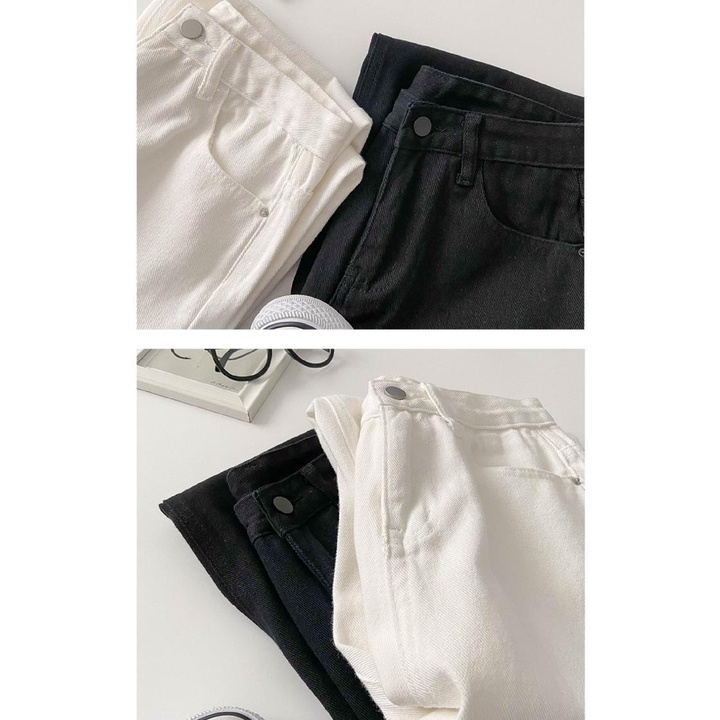 Quần Jean Lưng Cao Ống Suông Rộng Thời Trang Cho Nữ