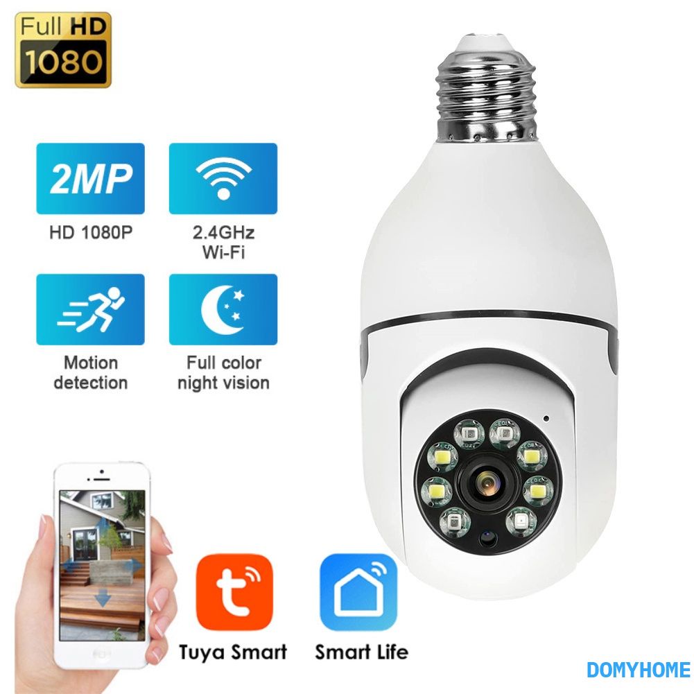 Bóng Đèn Thông Minh 2mp Tuya E27 Camera 1080p Wifi Ip Ptz Hồng Ngoại Ban Đêm An Ninh