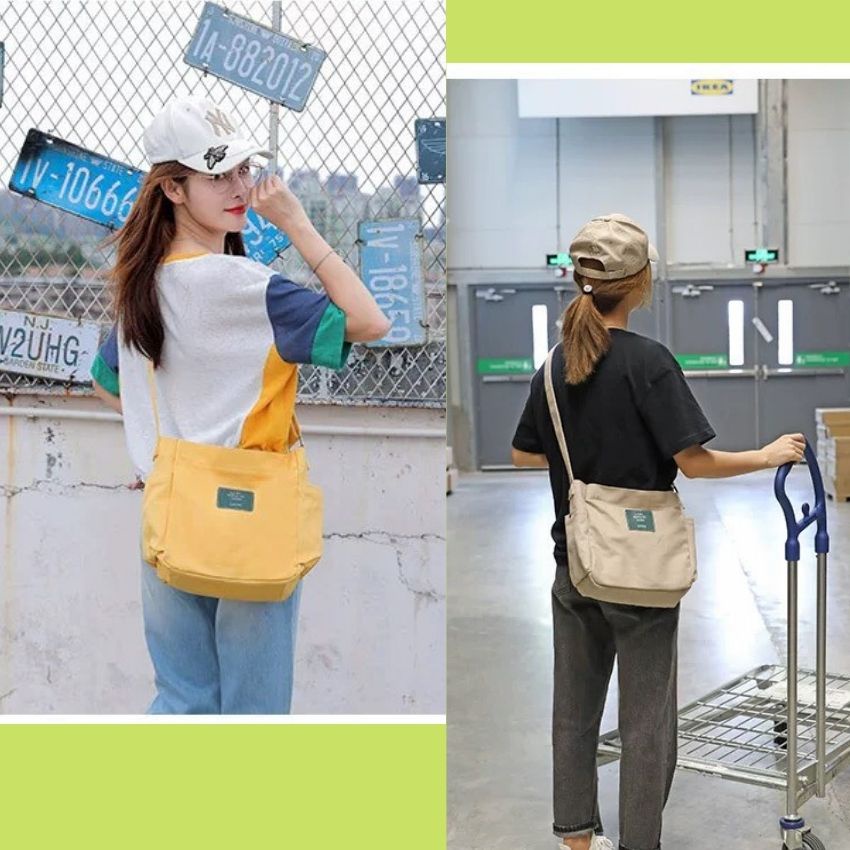 Túi đeo chéo chất vải Canvas dáng Unisex 3 màu đi học đi chơi LATI