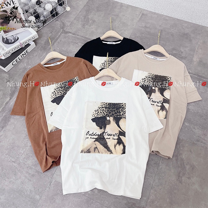 Áo thun nữ, áo phông cotton chất dày đẹp dáng thụng mặc giấu quần hình báo cá tính chất lừ QCL1 Minxu shop mã AO96