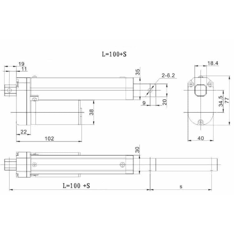 Xi lanh điện 12V 50mm, 100mm, 150mm, 200mm, 250mm, 300mm, 500mm - 100N, 200N, 300N, 500N, 700N, 900N