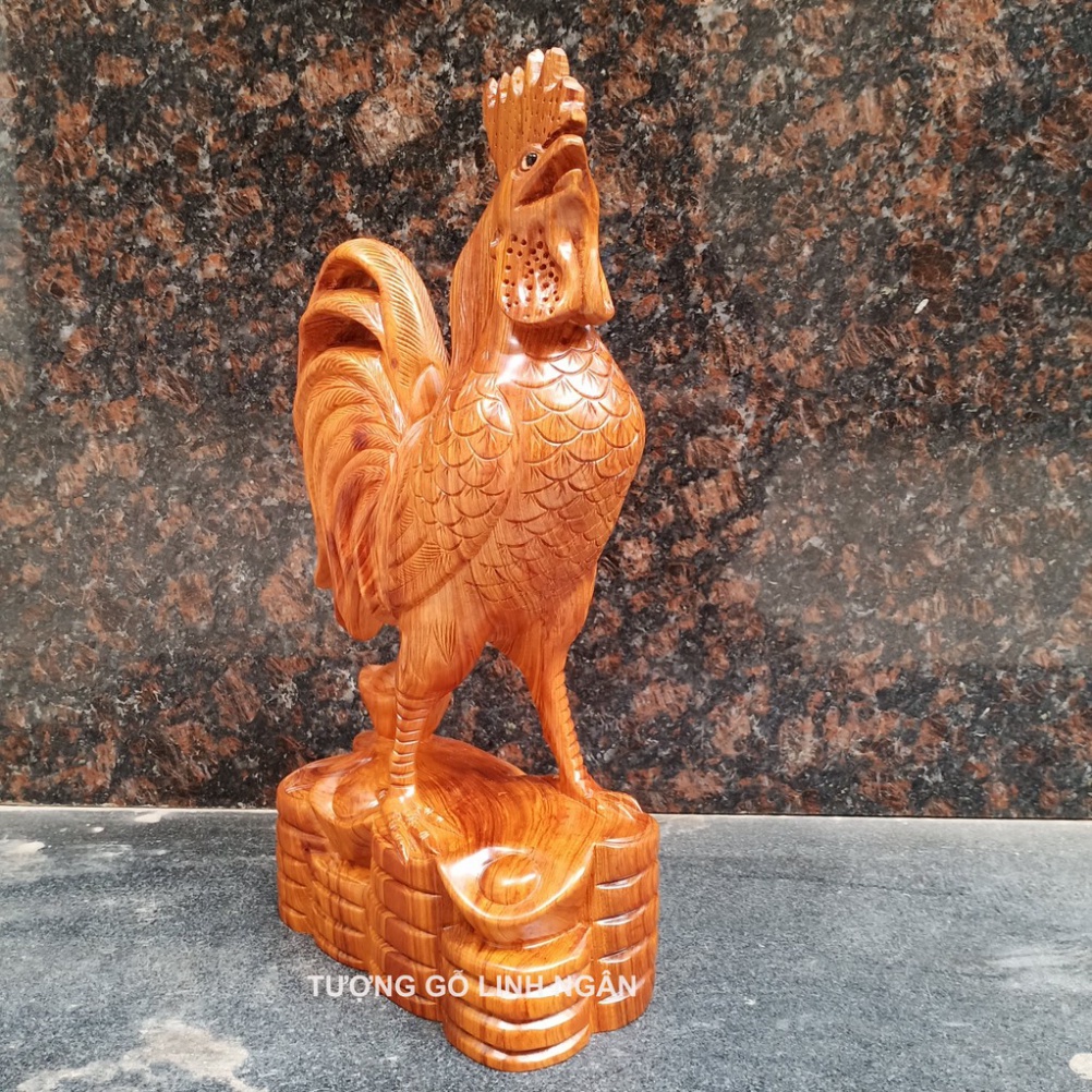 [GIA RE] Tượng gà gỗ hương (cao 40cm)