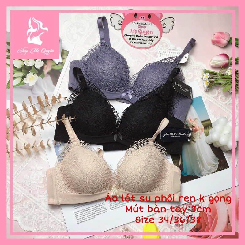 Áo lót nữ su đúc phối ren, mút bàn tay dày 3cm không gọng, dáng quả vát nâng ngực gợi cảm ML03