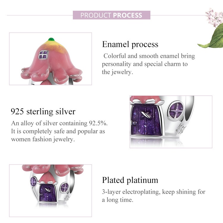 Hạt trang sức BAMOER SCC2154 bằng bạc 925 hình bông hoa hợp thời trang