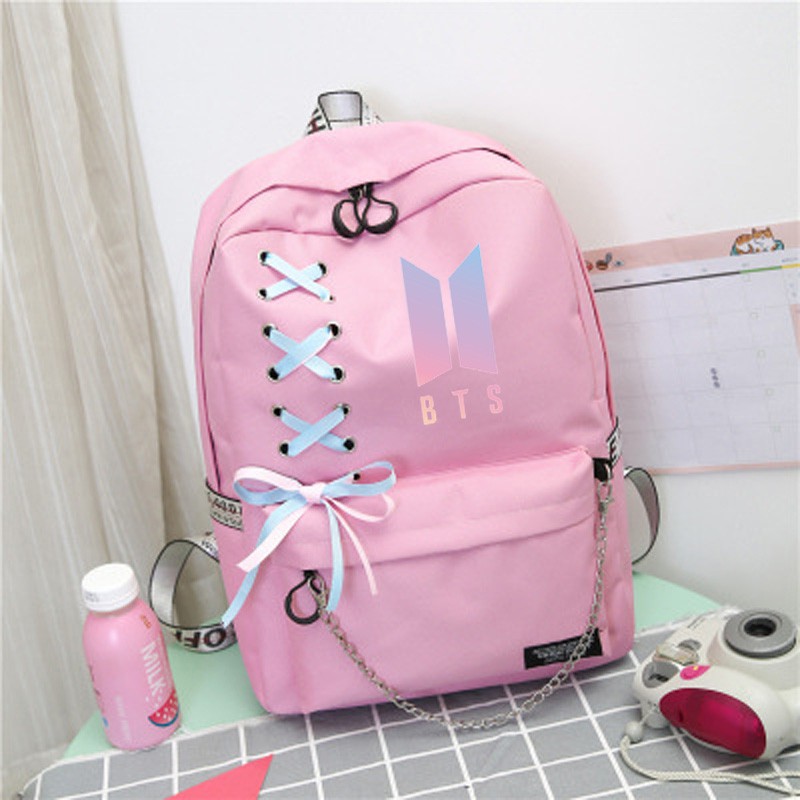 Balo thời trang new twice Bts Exo KPop Got7 backpack woman school bags Công suất lớn Ruy băng