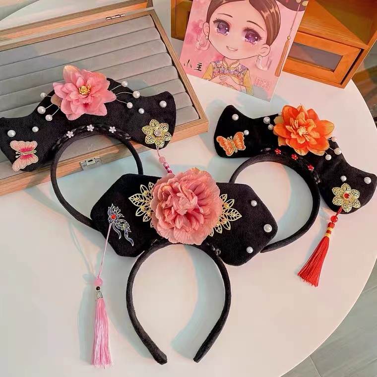 Băng Đô Cài Tóc Rửa Mặt Họa Tiết Ca Rô Phong Cách Cung Điện