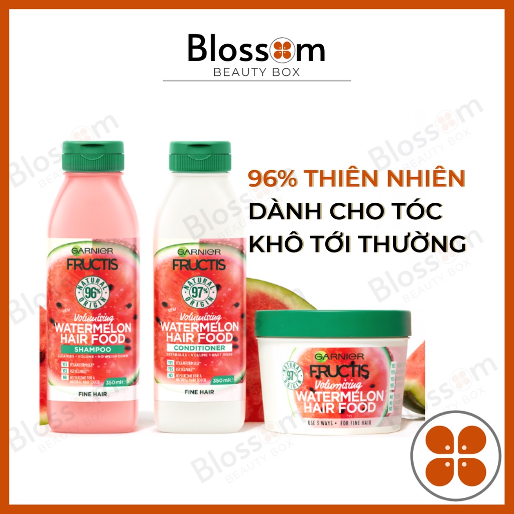 Dầu gội xả DƯA HẤU GARNIER Fructis Volumising Watermelon Shampoo For Fine Hair 350ml