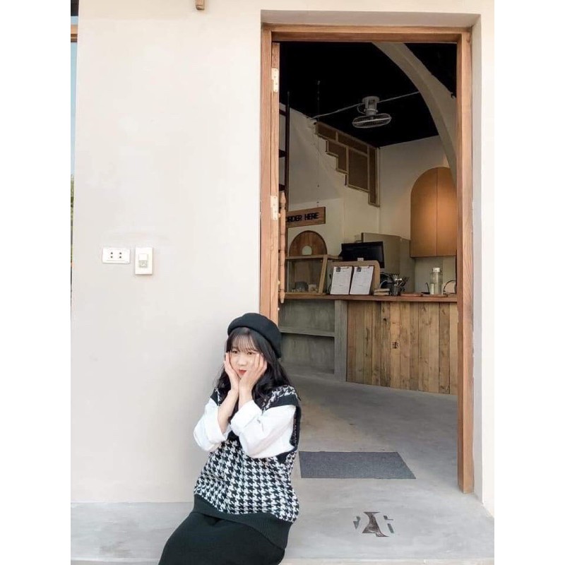 Áo sơmi nữ mix áo gile