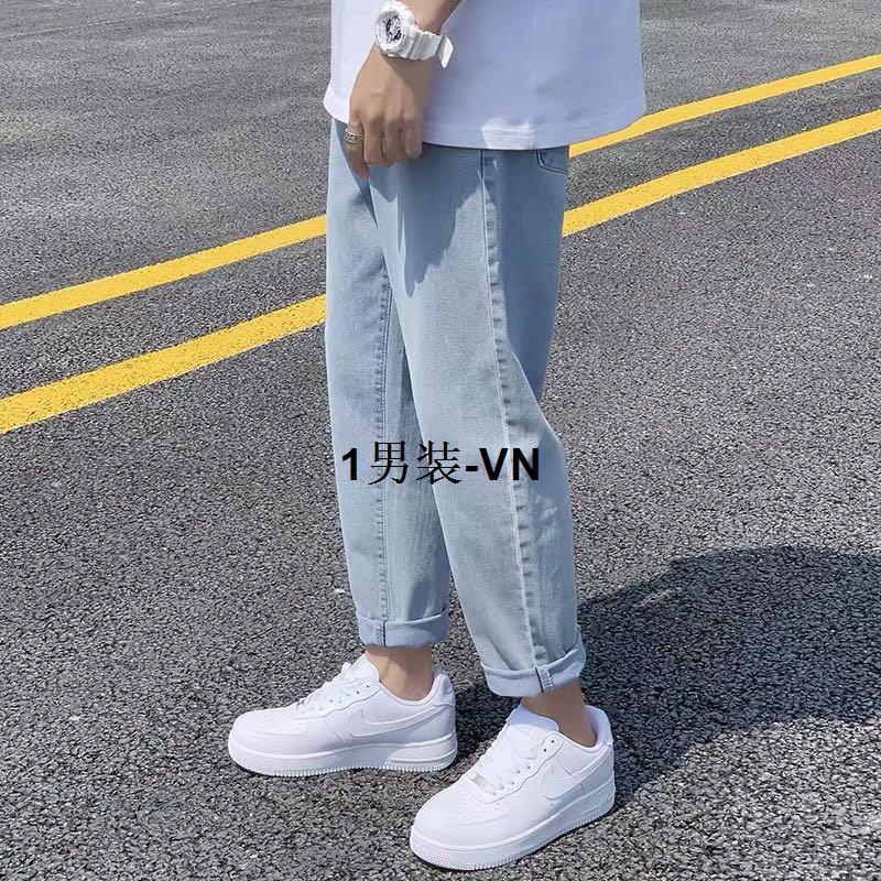 Hàng Giao Ngay Quần Jean Lelaki Mỏng Vừa Vặn Cắt Thẳng Vải Denim Size Lớn Panjang Cho Nam