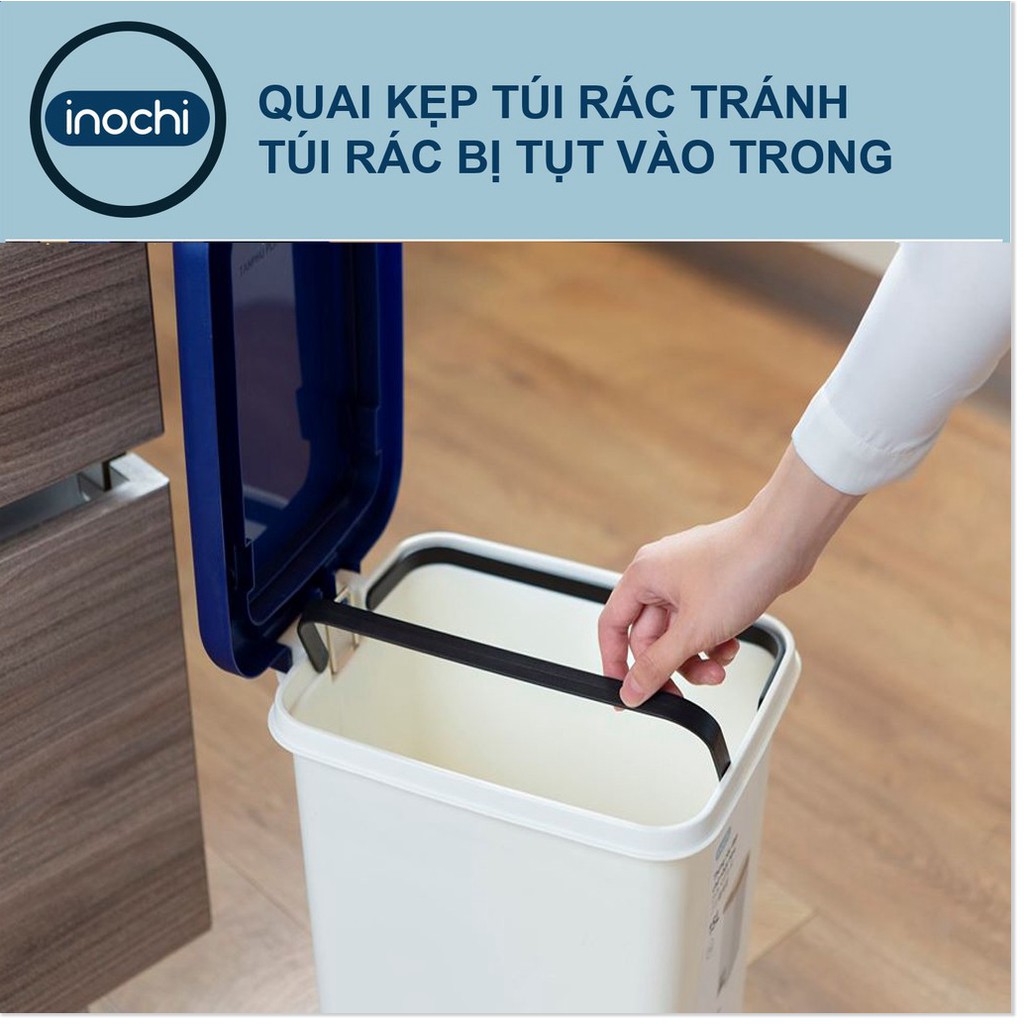 Bộ 3 Thùng Rác Đạp Chân Nắp Đậy Chữ Nhật HIRO INOCHI 10 Lít Làm Gia Đình TRAC10