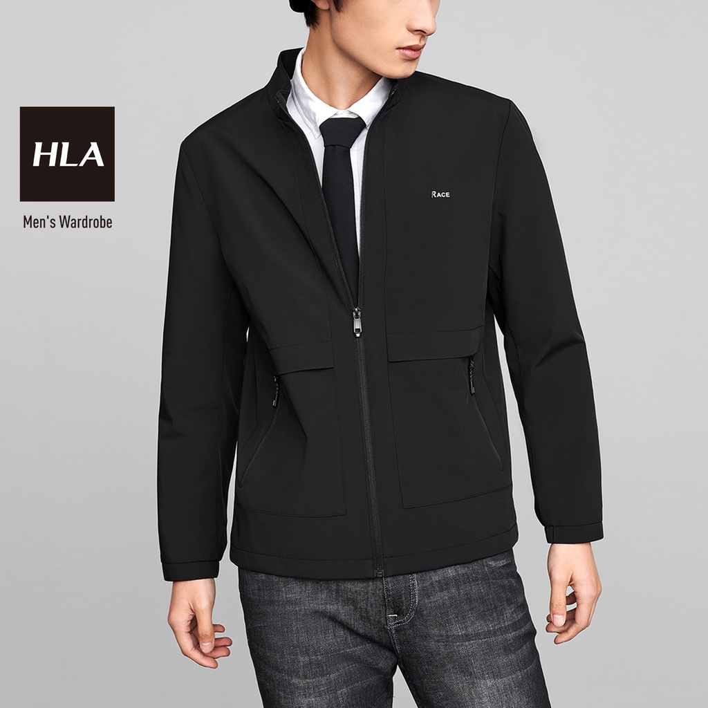 HLA - Áo Khoác Bóng Chày Nam Fashionable Solid Color Baseball Jacket