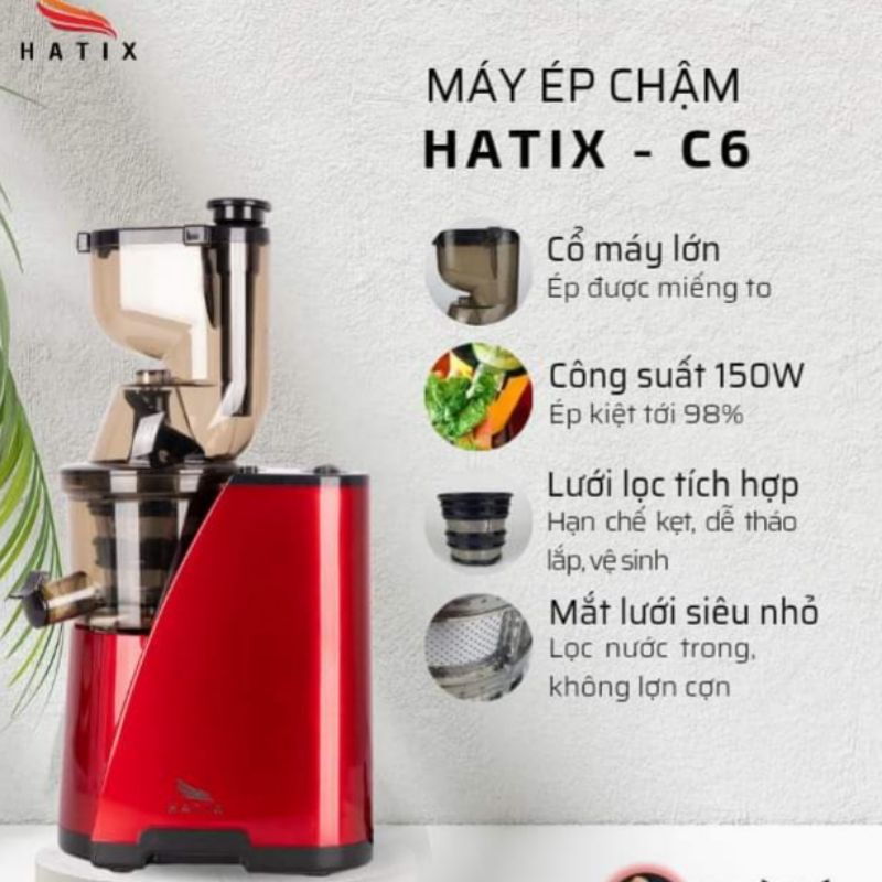 Máy ép chậm Hatix C6 - Máy ép hoa quả trái cây kiệt bã - Bảo hành 12 tháng tại Việt Nam