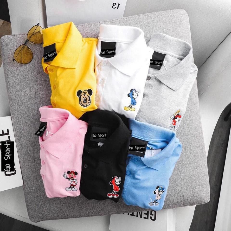 Áo Thun Có Cổ Polo Thun Cotton Nam Thêu Hình Mickey 6 Màu | WebRaoVat - webraovat.net.vn