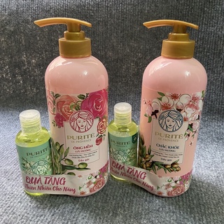 Dầu gội Purite anh đào và hoa hồng 600ml tặng kèm sữa tắm lily 100ml