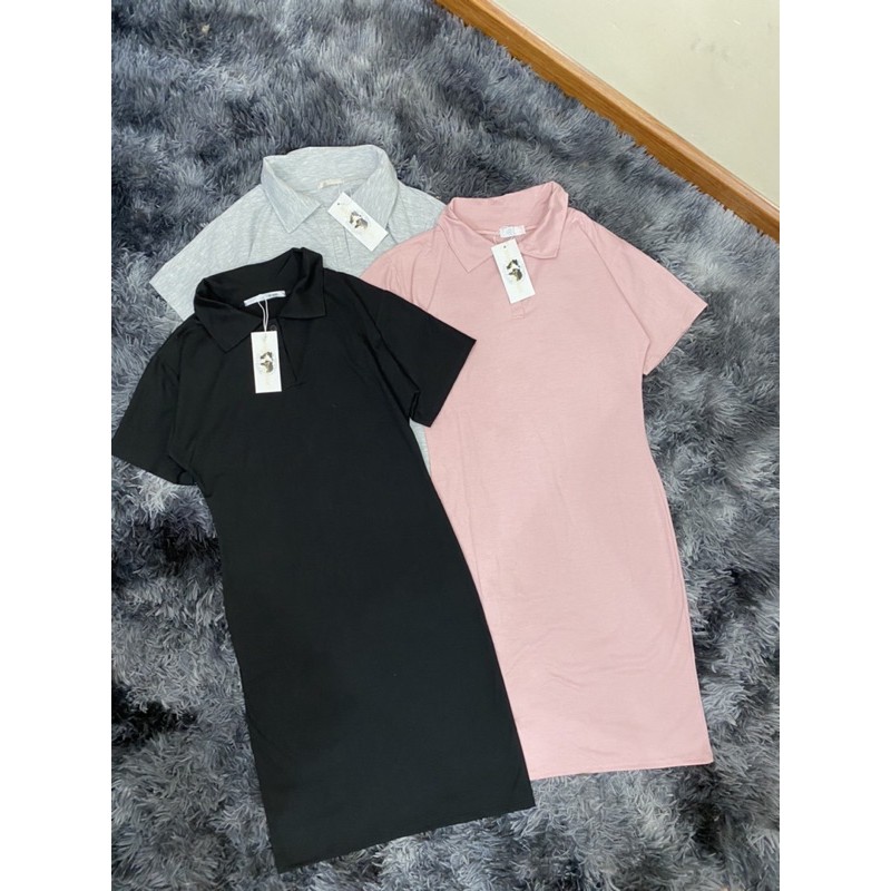 Váy suông cotton POLO Cổ bẻ trơn 3 màu