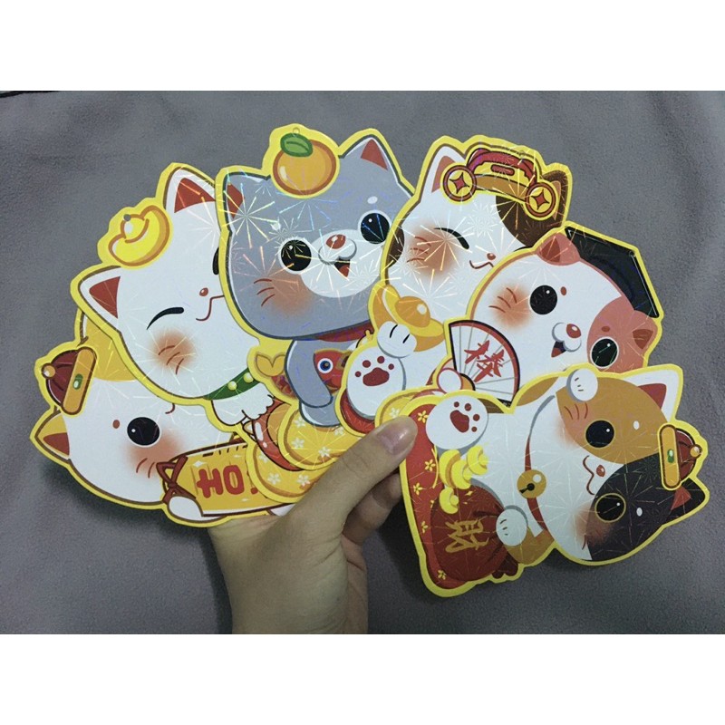 Lì xì hoạt hình mèo thần tài 3D
