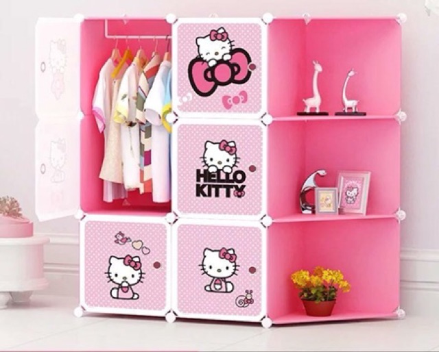 Size 37x37cm Tủ nhựa quần áo 6 ô kèm 3 góc để đồ. Tặng kèm 1 treo đồ.