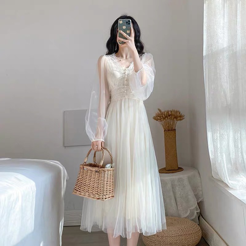 [Mã FATHANG5 giảm 10K đơn 50K] [HÀNG QCCC] - Váy ulzzang tiểu thư tay dài vintage phong cách retro- K04 - jannahouse | BigBuy360 - bigbuy360.vn