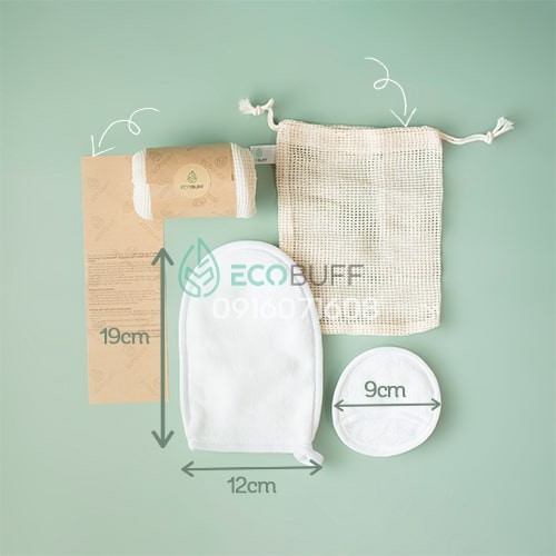 Set Găng Tay và Bông tẩy trang vi sợi Ecobuff tái sử dụng nhiều lần