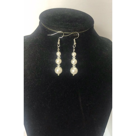 Bông tai hạt trai nhân tạo phối pha lê dáng dài