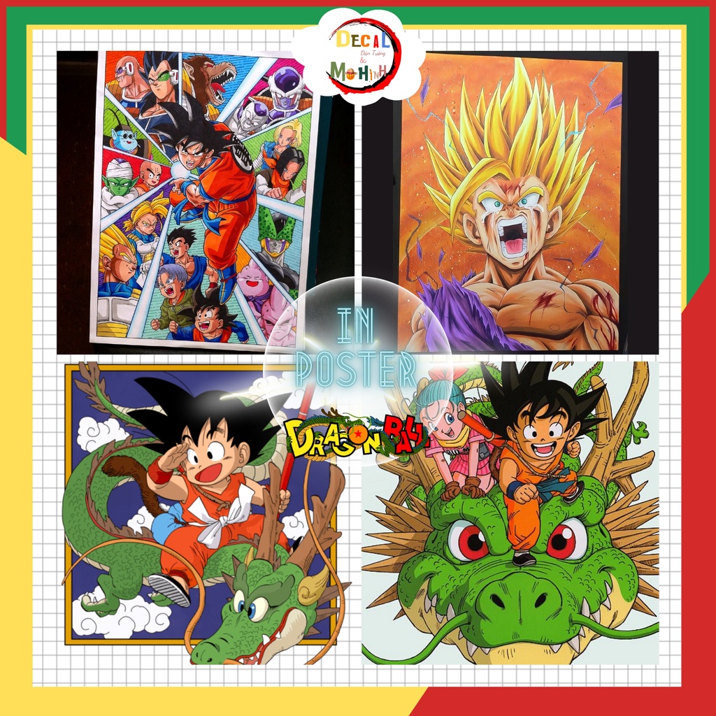 Poster DRAGON BALL Trang Trí,In Decal Bìa Màu 7 Viên Ngọc Rồng A3 30x42cm CÓ KEO DÁN SẴN