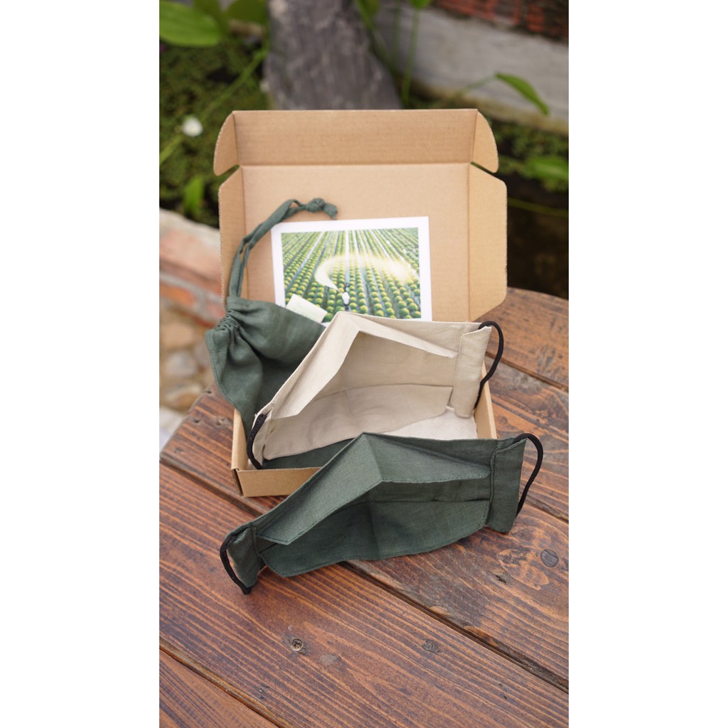 Khẩu Trang Linen, Set Khẩu Trang Vải Linen Cao Cấp Kèm Túi Dây Rút | BigBuy360 - bigbuy360.vn