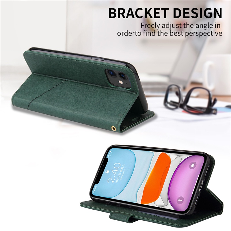 Bao da điện thoại kiểu ví có nắp lật thời trang cho IPhone 13 12 Mini 11 Pro X/XS Max XR I8 I7 I6S Plus SE 2020