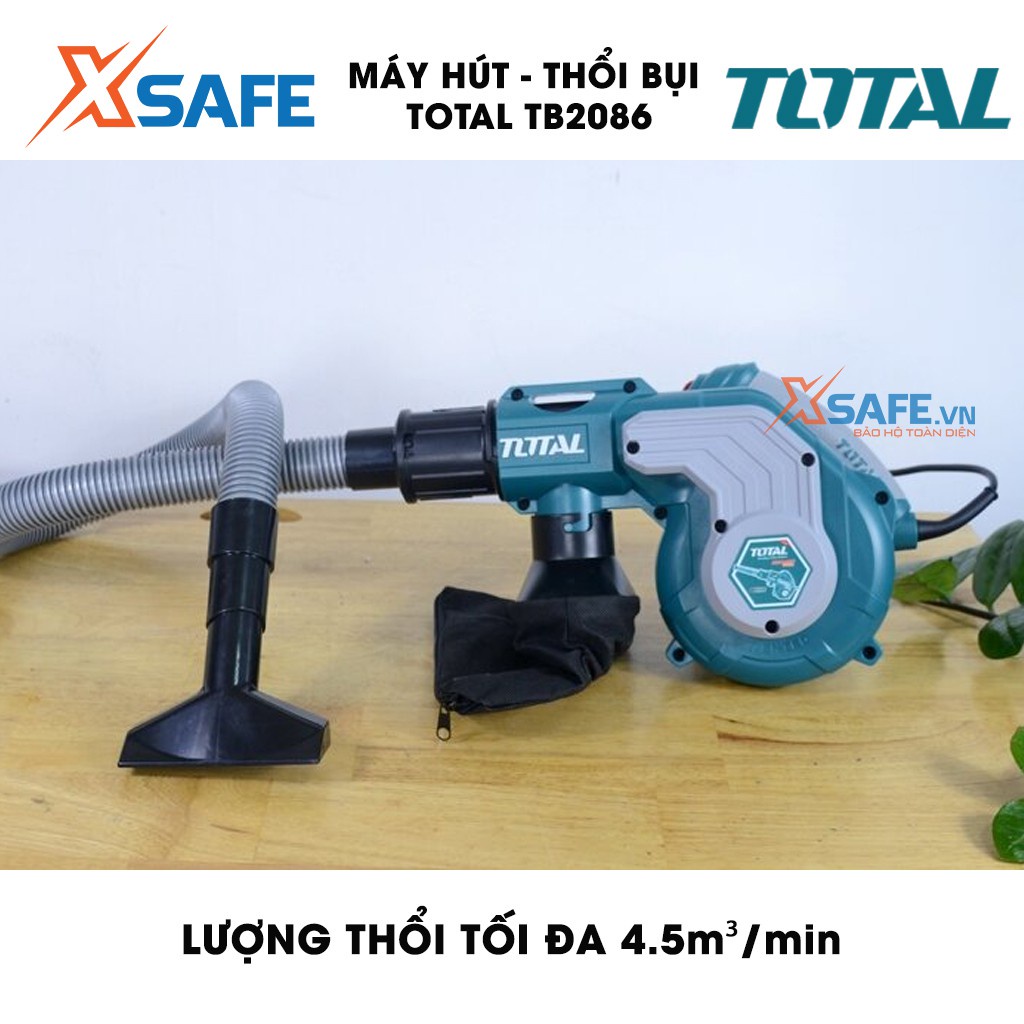 Máy thổi/hút bụi TOTAL TB2086 công suất 800W tặng kèm túi chứa bụi, ống và 2 vòi hút bụi. Máy thổi/hút bụi cầm tay