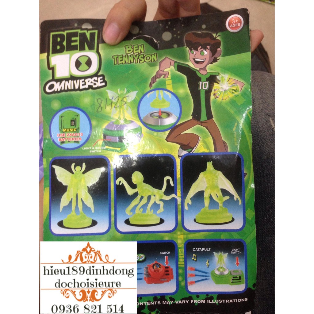 Đồng hồ ben10 có hình nhựa nổi lắp phát sáng trên mặt đồng hồ (ảnh thật)