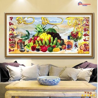 Tranh đính đá Y8301 DD9438 (1m20 x 60cm), tranh thêu phúc lộc thọ mâm ngũ quả DV6290 (1m x 50cm)