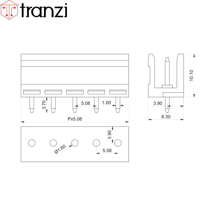 Cầu đấu 5.08mm 2EDG5.08 6P bộ đực cái chân cắm thẳng xanh - túi 5 bộ đực cái