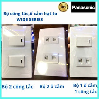 Bộ công tắc, ổ cắm hạt to Wide Panasonic kèm đế Nanoco