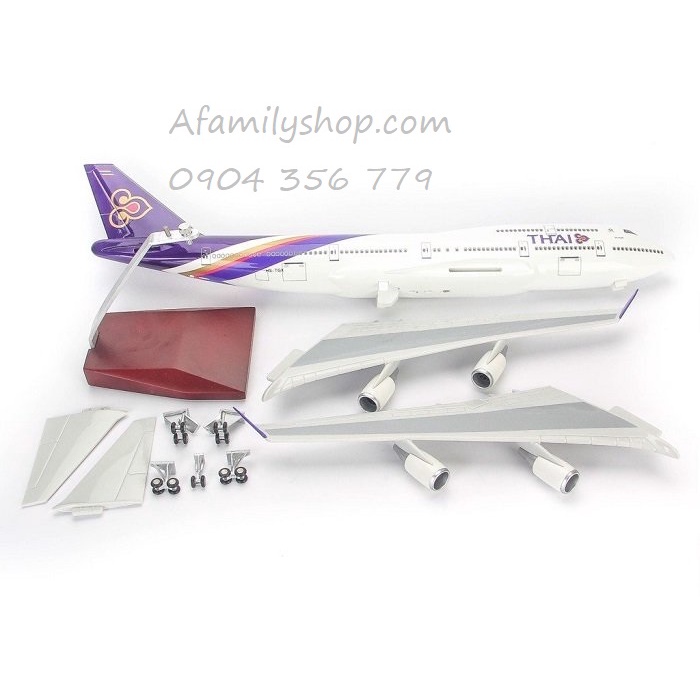 Mô hình máy bay tĩnh B747 Thai Airways 47cm có bánh xe và đèn led