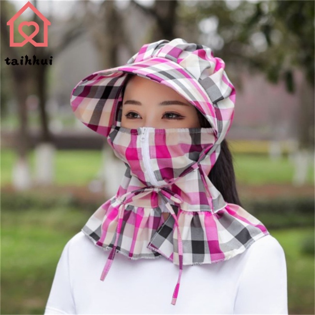 Mũ Rộng Vành Chống Nắng Có Quạt Làm Bằng Cotton Tia Uv Có Dây Đeo Bảo Vệ Cho Nữ