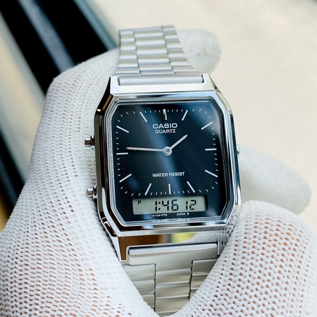 Đồng hồ kim nam dây thép Casio AQ230 silver