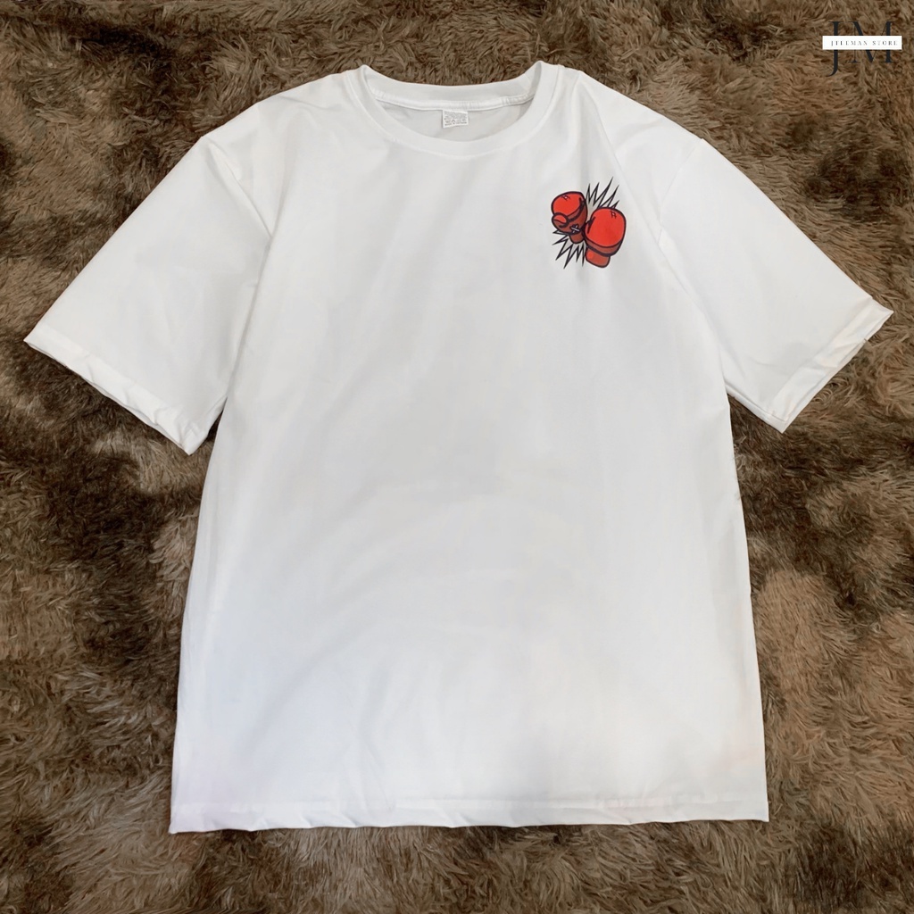 Áo thun Unisex tay lỡ nam nữ JTeeMan, áo phông form rộng nam nữ vải cotton in hình Kangaroo đấm bốc dễ thương - JT15