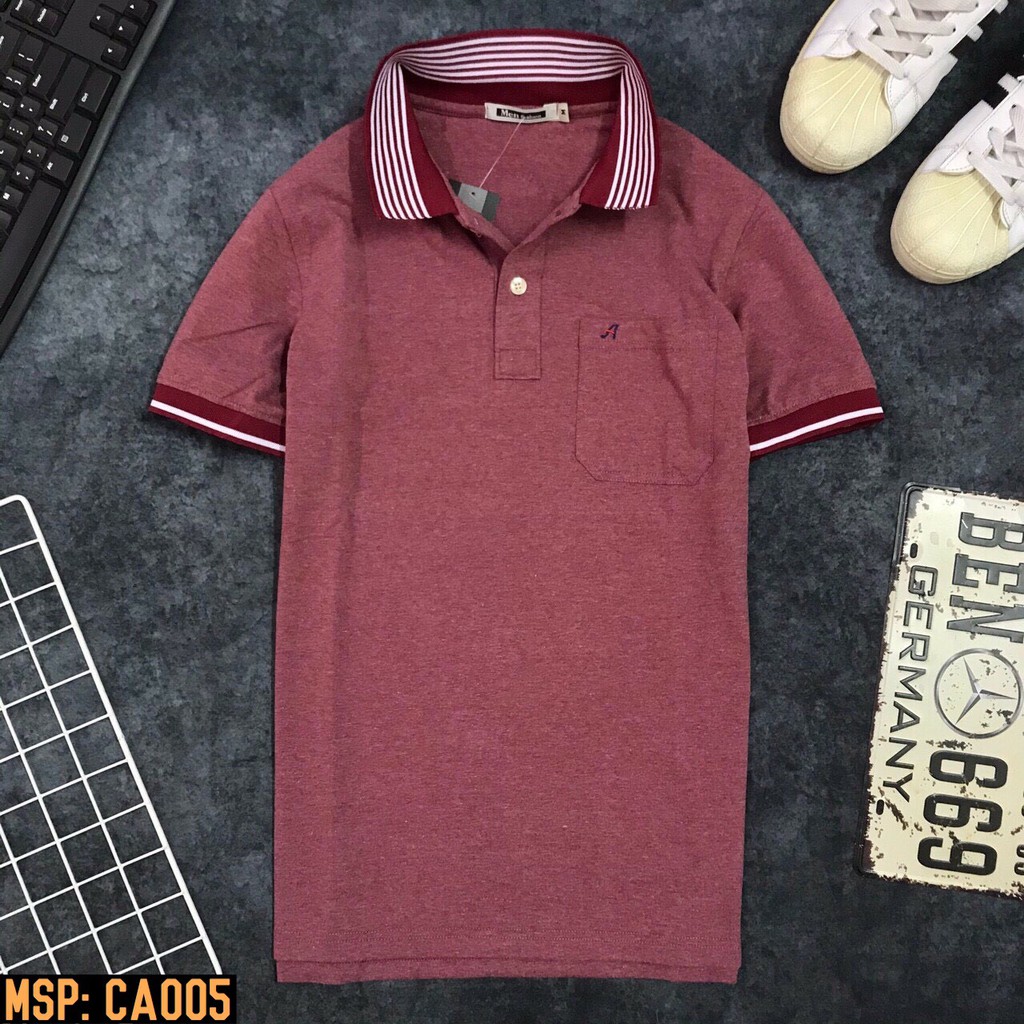 Áo thun nam trung niên kiểu dáng phối túi CA956 - Chất liệu cotton 100% mềm mịn, co giãn tốt - Form áo thoải mái.