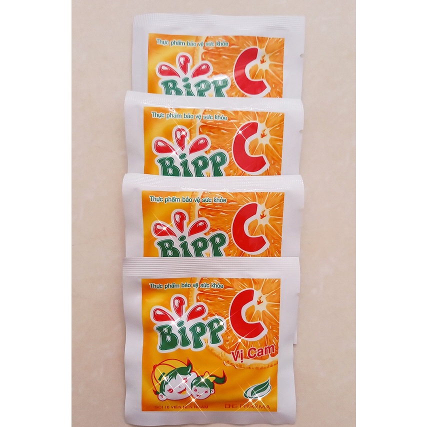 Kẹo ngậm Bipp C vị cam gói 10 viên. Viên ngậm Bip c bổ sung vitamin C tăng đề kháng