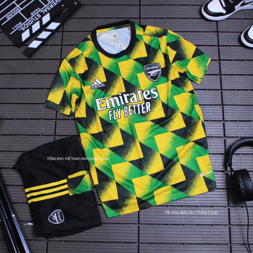(Quần có túi) Bộ Quần Áo Bóng Đá Training Arsenal 2023 Mẫu ngắn tay -Áo đấu arsenal mùa giải 2022/23