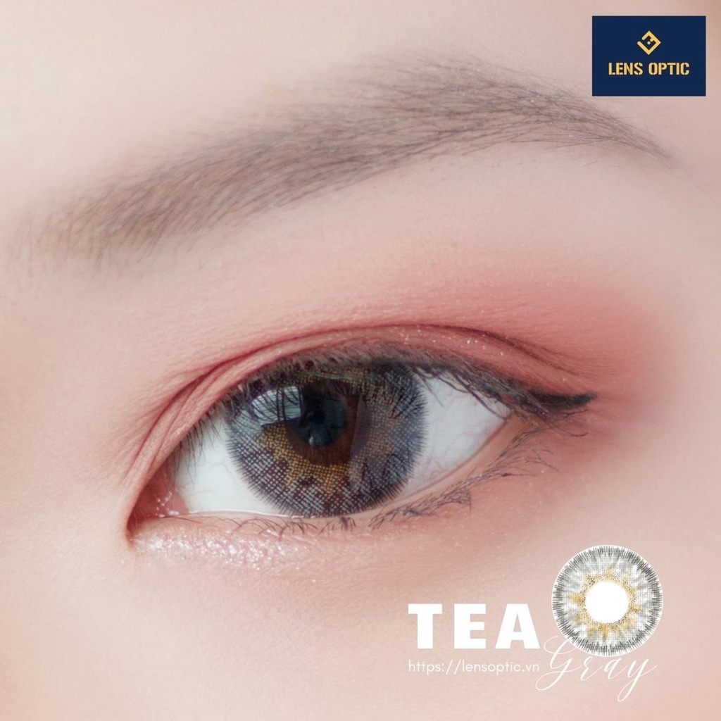 Lens mắt màu xám tây Tea gray 14.0mm, kính áp tròng có độ -0.00&gt;-6.00 6 tháng- Lens Optic