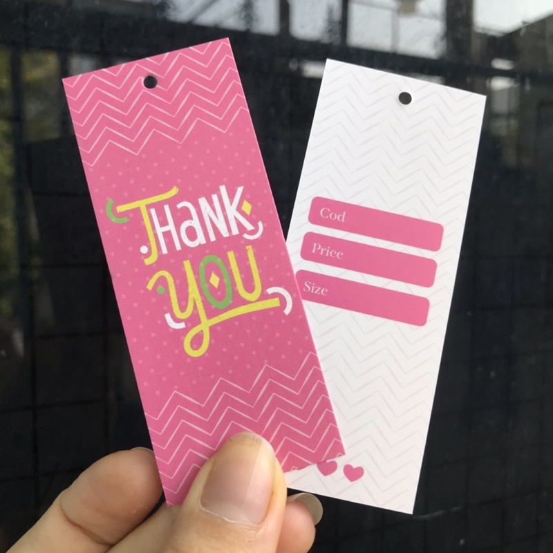 100 Tag Quần Áo, Mác Treo Quần Áo, Thẻ Treo Thời Trang Size 9x3.6cm Có Đục Lỗ , Chất Liệu C300 Cán Màn Mờ