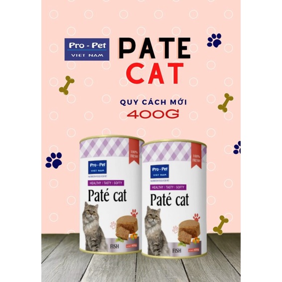 Thức ăn dạng Pate cho Mèo PRO-CAT Lon 400g Hương vị cá Bổ sung dinh dưỡng Giúp phát triển toàn diện Sx tại Pro - Pet VN