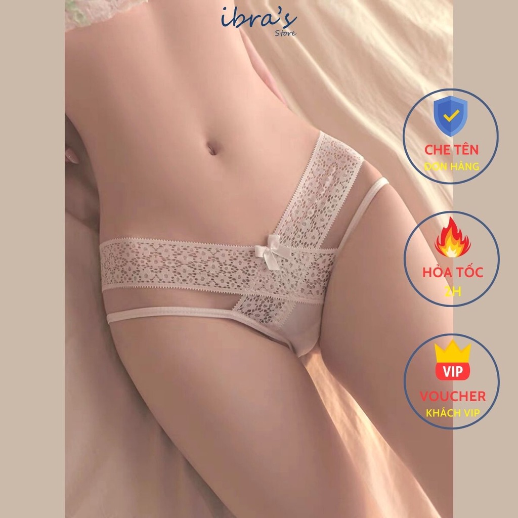 Quần Lọt Khe Nữ Ren Sexy Ibra's Store Quần Lót Gợi Cảm Trơn Viền Ren Lưới Xuyên Thấu Cao Cấp Cạp Thấp Dây Chéo Hông I79