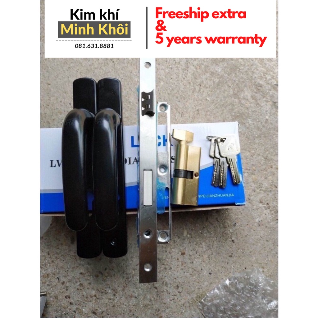 Khoá tay gạt cửa nhôm AG lắp hệ Việt Pháp 4500, hệ PMA, hệ 500, hệ 1000, sắt hộp 3x6, sắt hộp 4x8