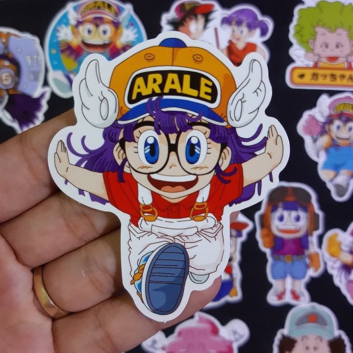 Bộ Sticker dán cao cấp chủ đề ARALE - CÔ BÉ ROBOT - Dùng dán Xe, dán mũ bảo hiểm, dán Laptop...