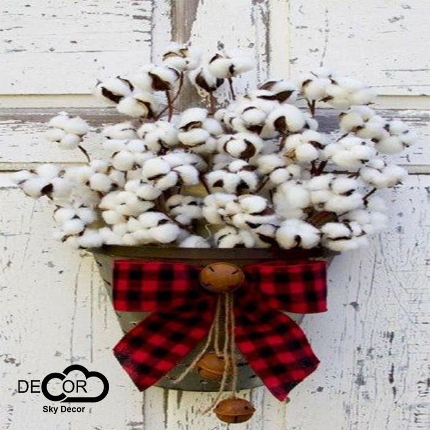 Cành hoa gòn trang trí Noel, Giáng Sinh, Xmas, Christmas, tiểu cảnh nhà cửa, cửa hàng, nhiều bông, Sky decor