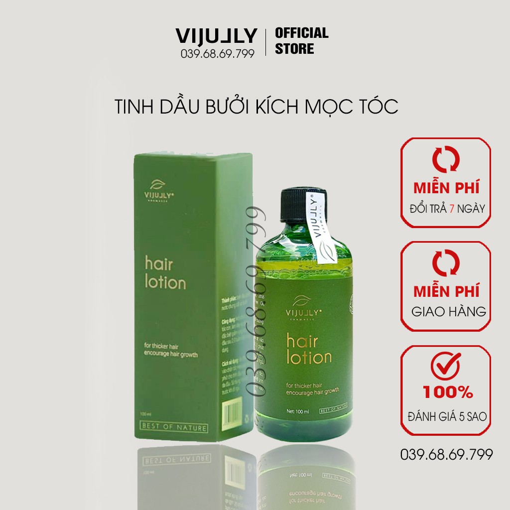 Tinh dầu bưởi xịt mọc tóc, xịt dưỡng tóc hair lotion vijully, Giúp giảm rụng tóc, kích mọc tóc nhanh dài, 100ml